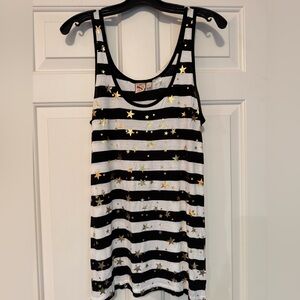 French Connection Denim Striped Tank Gold Stars